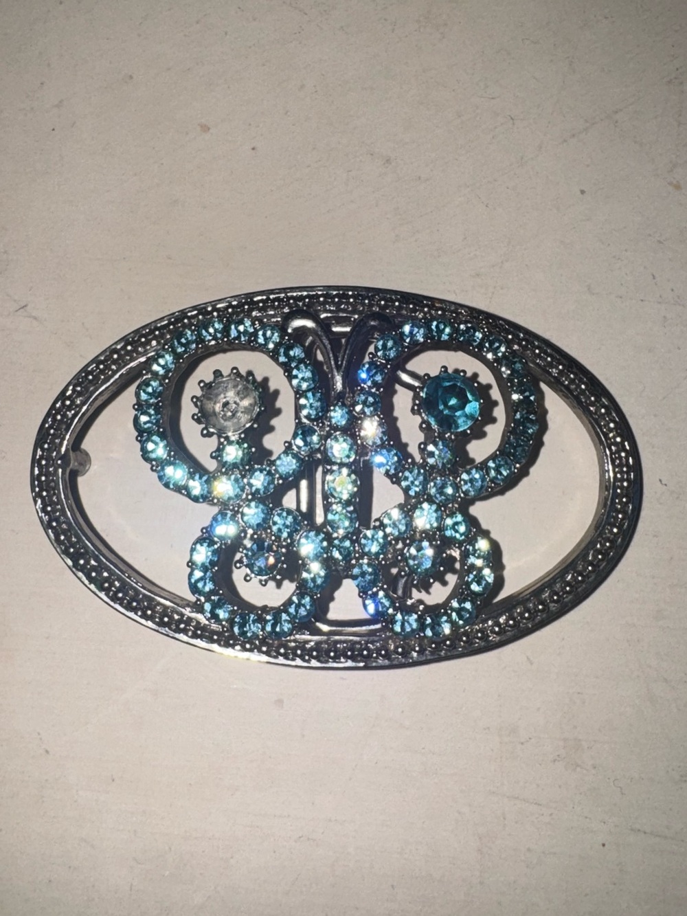 Blue Crystal Oval Decorative Belt buckle Accessories ribbon western rhinestone